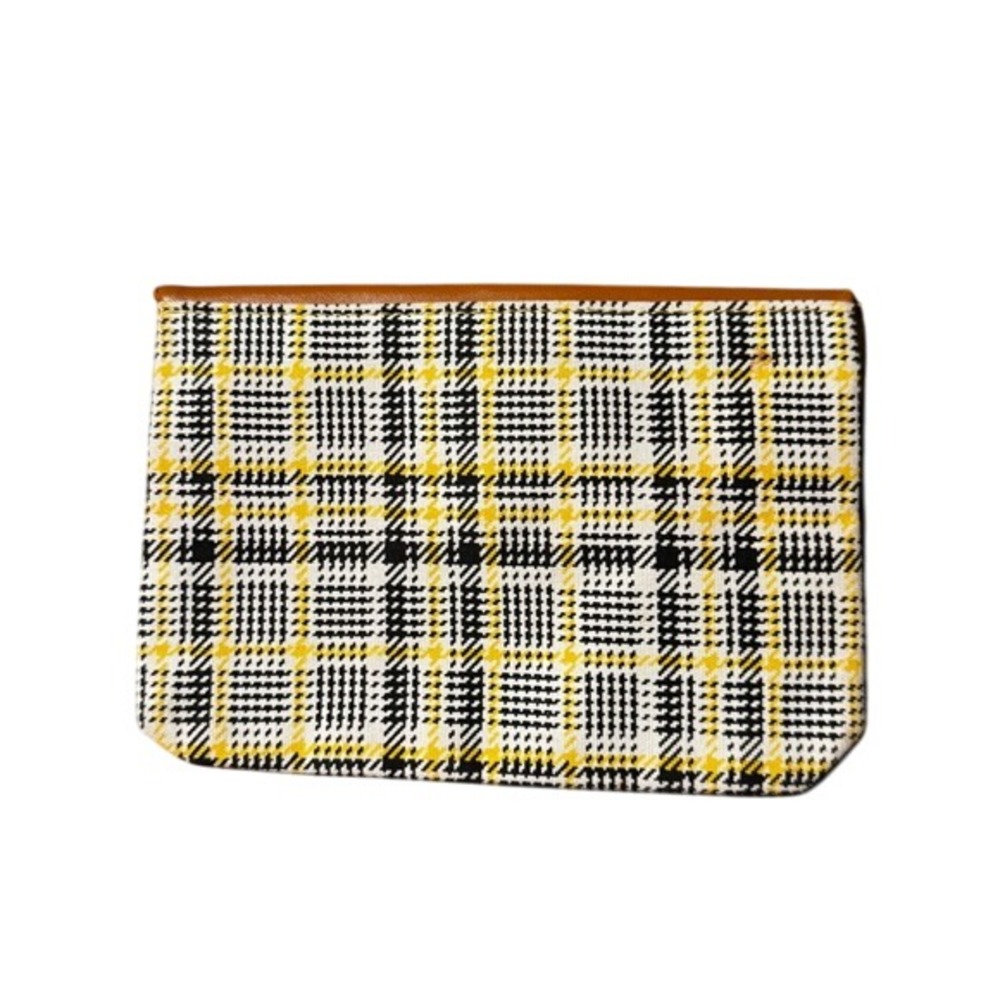Ipsy Plaid Wallet Card Holder Small Coin Purse‎ Yellow Black White - Picture 2 of 4